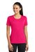 Sport-Tek LST320 Womens Tough Moisture Wicking Short Sleeve Crewneck T-Shirt Fuchsia Pink Front