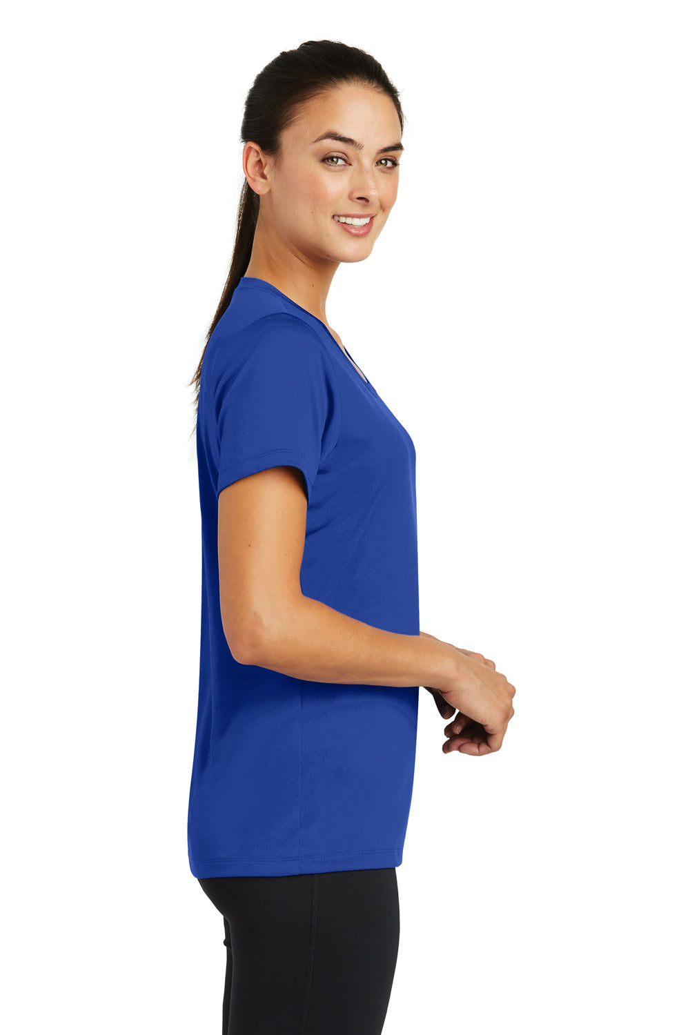 Sport-Tek LST320 Womens Tough Moisture Wicking Short Sleeve Crewneck T-Shirt Royal Blue Side