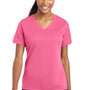 Sport-Tek Womens RacerMesh Moisture Wicking Short Sleeve V-Neck T-Shirt - Bright Pink