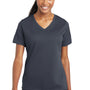 Sport-Tek Womens RacerMesh Moisture Wicking Short Sleeve V-Neck T-Shirt - Graphite Grey