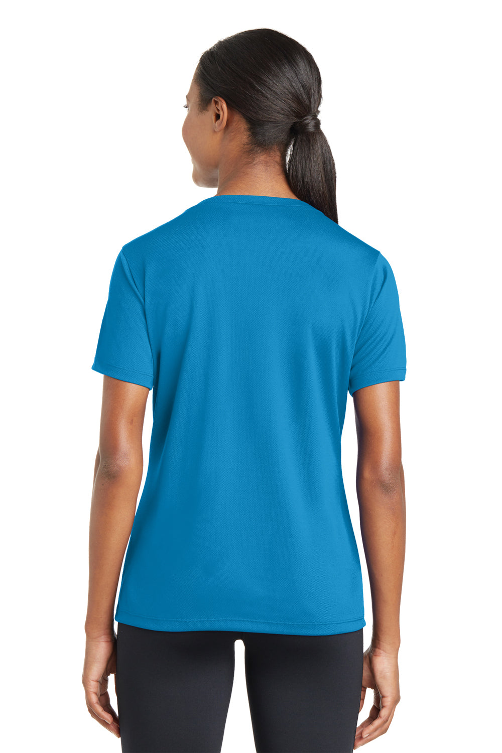 Sport-Tek LST340 Womens RacerMesh Moisture Wicking Short Sleeve V-Neck T-Shirt Pond Blue Back