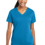 Sport-Tek Womens RacerMesh Moisture Wicking Short Sleeve V-Neck T-Shirt - Pond Blue