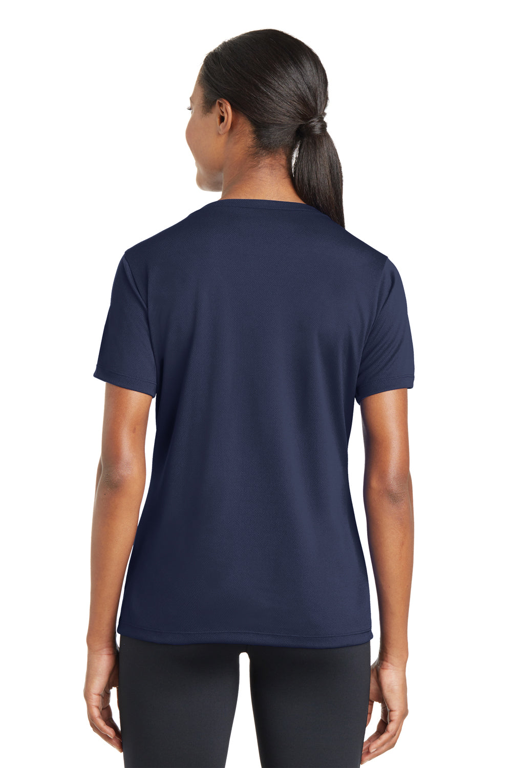 Sport-Tek LST340 Womens RacerMesh Moisture Wicking Short Sleeve V-Neck T-Shirt Navy Blue Back