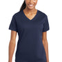 Sport-Tek Womens RacerMesh Moisture Wicking Short Sleeve V-Neck T-Shirt - True Navy Blue
