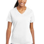 Sport-Tek Womens RacerMesh Moisture Wicking Short Sleeve V-Neck T-Shirt - White