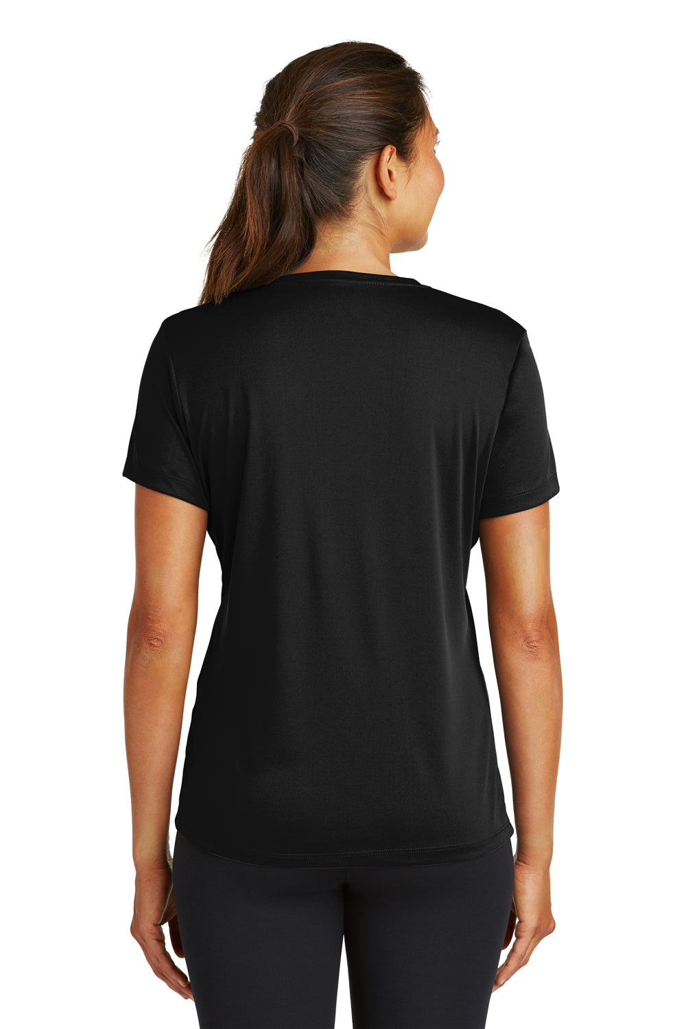 Sport-Tek LST350 Womens Competitor Moisture Wicking Short Sleeve Crewneck T-Shirt Black Back