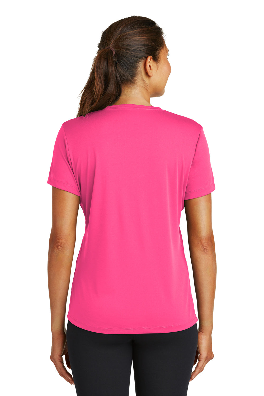 Sport-Tek LST350 Womens Competitor Moisture Wicking Short Sleeve Crewneck T-Shirt Neon Pink Back