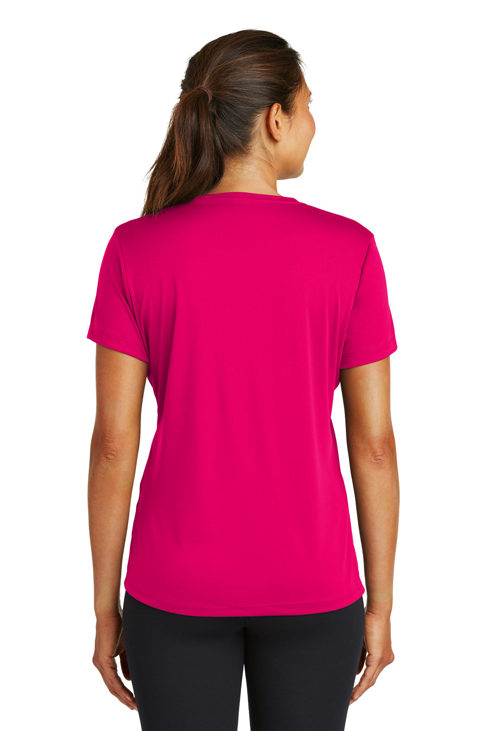 Sport-Tek LST350 Womens Competitor Moisture Wicking Short Sleeve Crewneck T-Shirt Fuchsia Pink Back