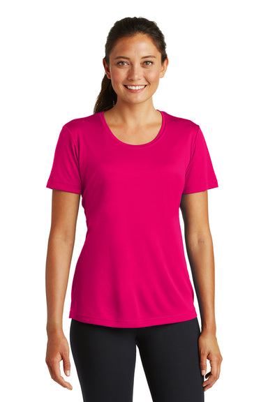 Sport-Tek LST350 Womens Competitor Moisture Wicking Short Sleeve Crewneck T-Shirt Fuchsia Pink Front