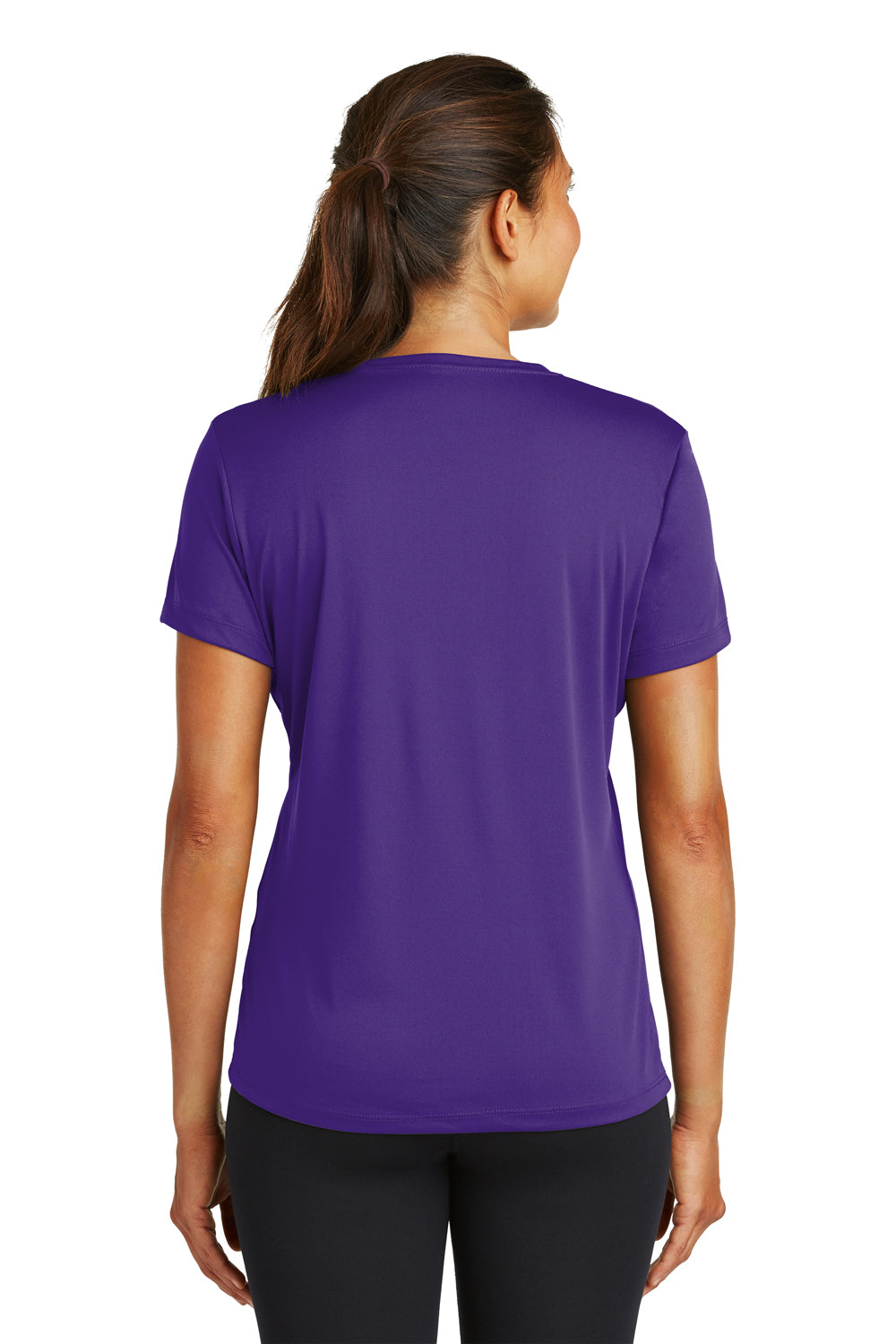 Sport-Tek LST350 Womens Competitor Moisture Wicking Short Sleeve Crewneck T-Shirt Purple Back