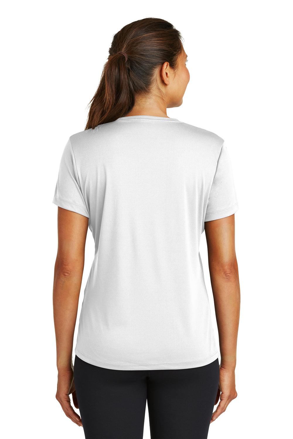 Sport-Tek LST350 Womens Competitor Moisture Wicking Short Sleeve Crewneck T-Shirt White Back