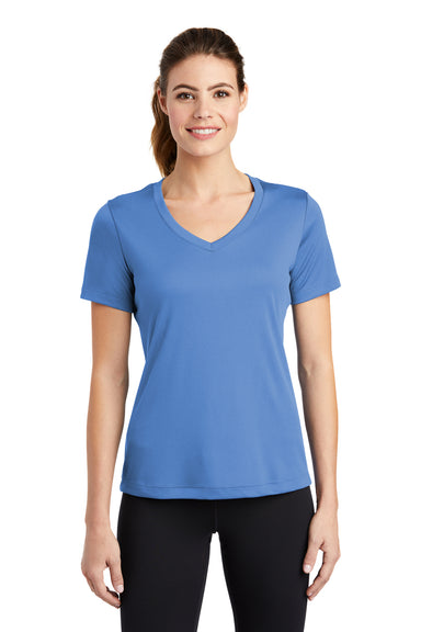 Sport-Tek LST353 Womens Competitor Moisture Wicking Short Sleeve V-Neck T-Shirt Carolina Blue Front