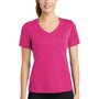 Sport-Tek Womens Competitor Moisture Wicking Short Sleeve V-Neck T-Shirt - Raspberry Pink