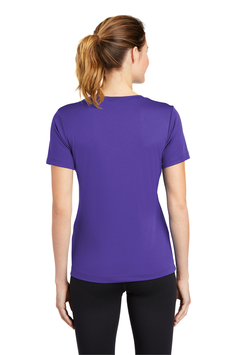 Sport-Tek LST353 Womens Competitor Moisture Wicking Short Sleeve V-Neck T-Shirt Purple Back