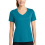 Sport-Tek Womens Competitor Moisture Wicking Short Sleeve V-Neck T-Shirt - Tropic Blue