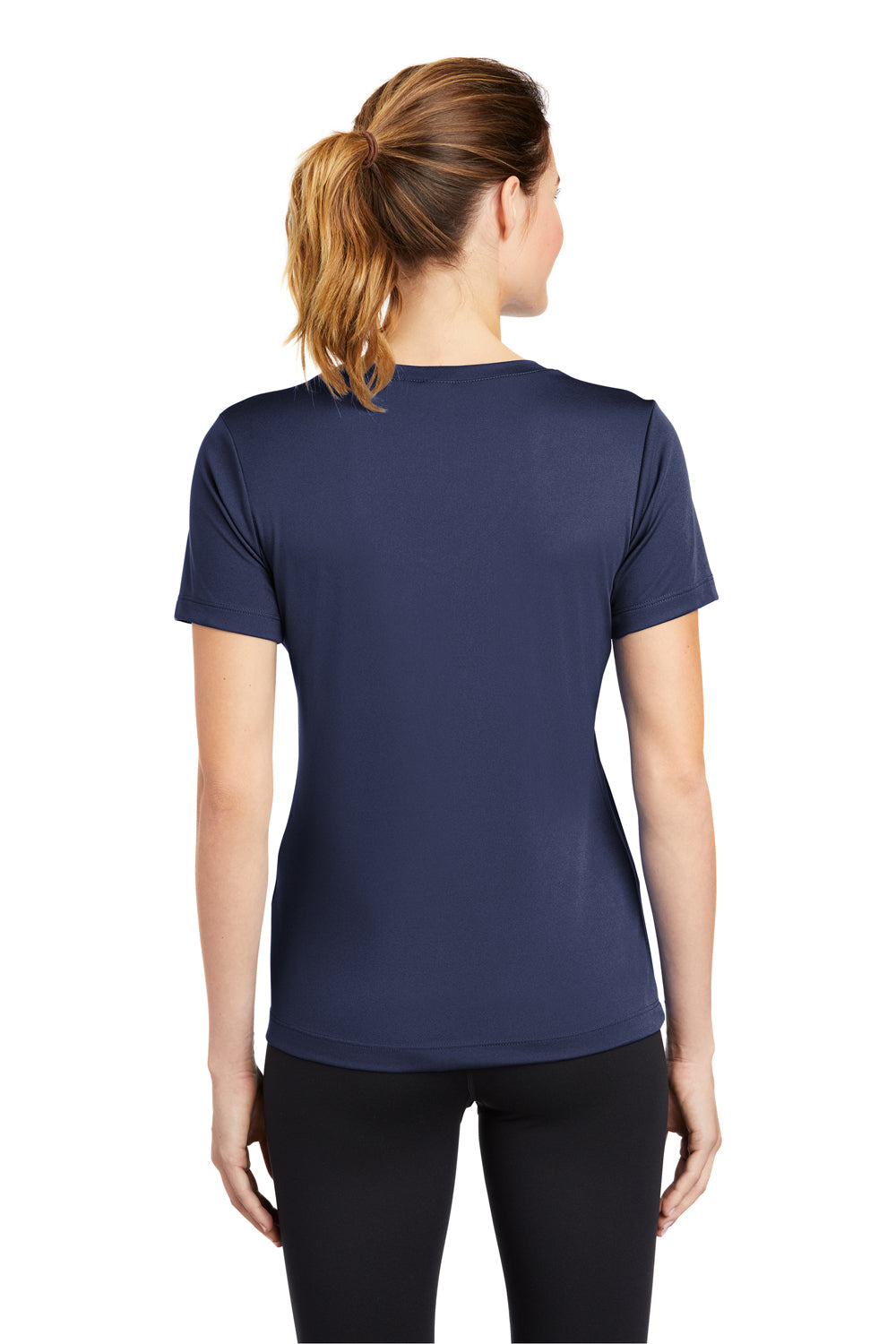Sport-Tek LST353 Womens Competitor Moisture Wicking Short Sleeve V-Neck T-Shirt Navy Blue Back