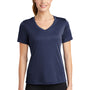 Sport-Tek Womens Competitor Moisture Wicking Short Sleeve V-Neck T-Shirt - True Navy Blue