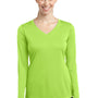 Sport-Tek Womens Competitor Moisture Wicking Long Sleeve V-Neck T-Shirt - Lime Shock Green