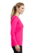 Sport-Tek LST353LS Womens Competitor Moisture Wicking Long Sleeve V-Neck T-Shirt Neon Pink Side