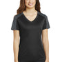 Sport-Tek Womens Competitor Moisture Wicking Short Sleeve V-Neck T-Shirt - Black/Iron Grey - Closeout