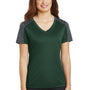 Sport-Tek Womens Competitor Moisture Wicking Short Sleeve V-Neck T-Shirt - Forest Green/Iron Grey - Closeout