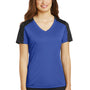 Sport-Tek Womens Competitor Moisture Wicking Short Sleeve V-Neck T-Shirt - True Royal Blue/Black - Closeout