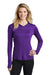 Sport-Tek LST358 Womens Competitor Moisture Wicking Long Sleeve Hooded T-Shirt Hoodie Purple Front