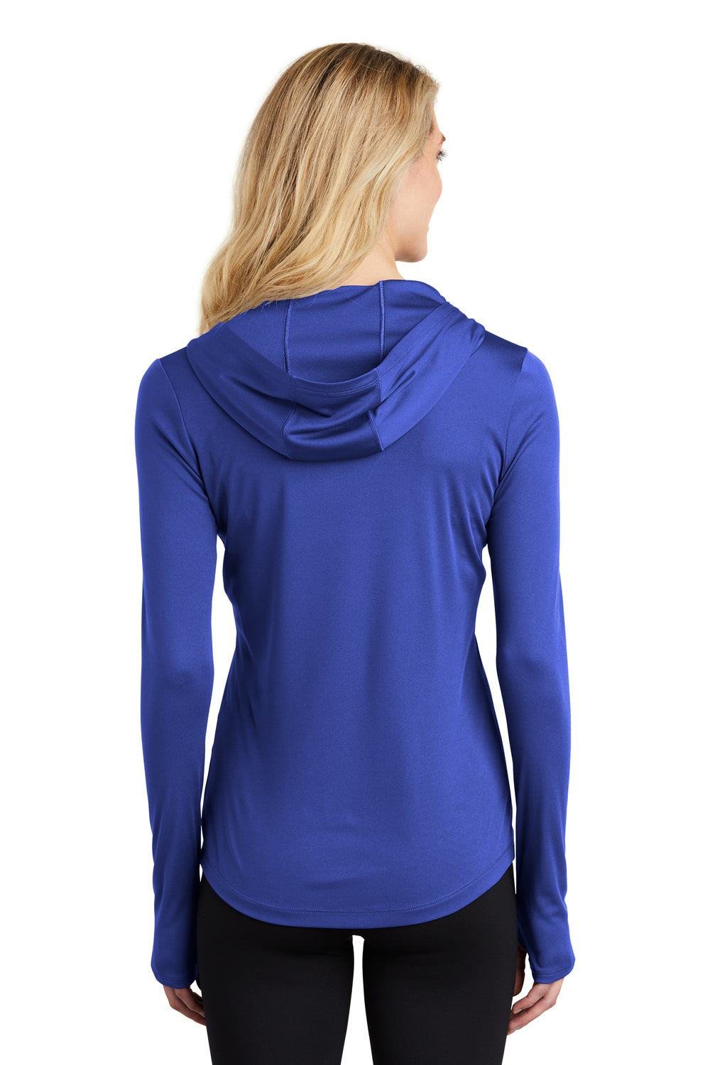 Sport-Tek LST358 Womens Competitor Moisture Wicking Long Sleeve Hooded T-Shirt Hoodie Royal Blue Back