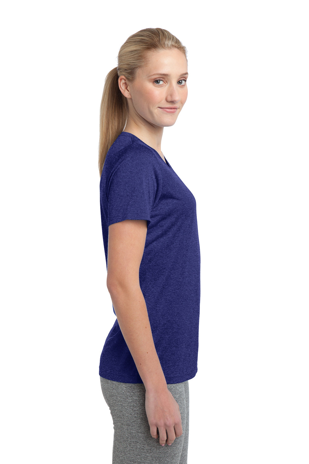 Sport-Tek LST360 Womens Contender Heather Moisture Wicking Short Sleeve Crewneck T-Shirt Cobalt Blue Side