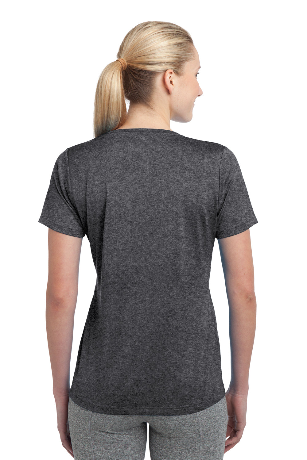 Sport-Tek LST360 Womens Contender Heather Moisture Wicking Short Sleeve Crewneck T-Shirt Graphite Grey Back