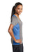 Sport-Tek LST361 Womens Contender Heather Moisture Wicking Short Sleeve V-Neck T-Shirt Vintage Grey/Carolina Blue Side