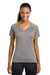 Sport-Tek LST361 Womens Contender Heather Moisture Wicking Short Sleeve V-Neck T-Shirt Vintage Grey/Gold Front