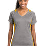 Sport-Tek Womens Contender Heather Moisture Wicking Short Sleeve V-Neck T-Shirt - Heather Vintage Grey/Gold - Closeout