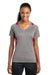 Sport-Tek LST361 Womens Contender Heather Moisture Wicking Short Sleeve V-Neck T-Shirt Vintage Grey/Red Front