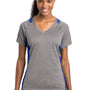 Sport-Tek Womens Contender Heather Moisture Wicking Short Sleeve V-Neck T-Shirt - Heather Vintage Grey/True Royal Blue