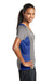 Sport-Tek LST361 Womens Contender Heather Moisture Wicking Short Sleeve V-Neck T-Shirt Vintage Grey/Royal Blue Side