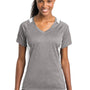 Sport-Tek Womens Contender Heather Moisture Wicking Short Sleeve V-Neck T-Shirt - Heather Vintage Grey/White - Closeout