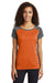 Sport-Tek LST362 Womens Contender Heather Moisture Wicking Short Sleeve Wide Neck T-Shirt Orange/Graphite Grey Front