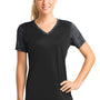 Sport-Tek Womens CamoHex Moisture Wicking Short Sleeve V-Neck T-Shirt - Black/Iron Grey - Closeout