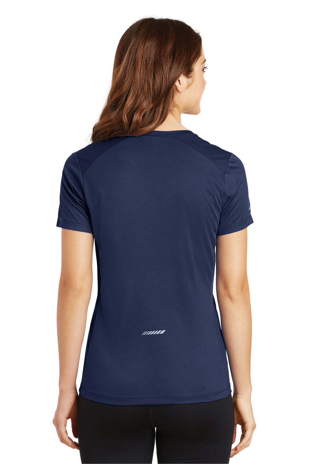Sport-Tek LST380 Womens Elevate Moisture Wicking Short Sleeve Scoop Neck T-Shirt Navy Blue Back