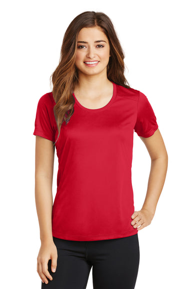 Sport-Tek LST380 Womens Elevate Moisture Wicking Short Sleeve Scoop Neck T-Shirt Red Front