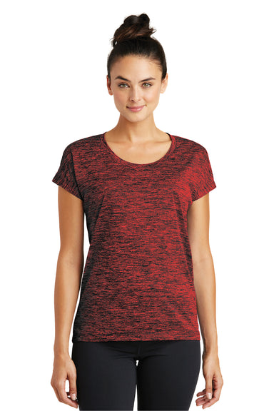 Sport-Tek LST390 Womens Electric Heather Moisture Wicking Short Sleeve Crewneck T-Shirt Deep Red Front
