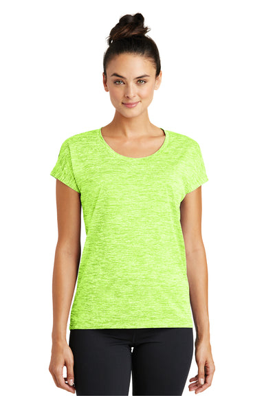 Sport-Tek LST390 Womens Electric Heather Moisture Wicking Short Sleeve Crewneck T-Shirt Lime Green Front