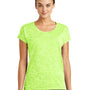 Sport-Tek Womens Electric Heather Moisture Wicking Short Sleeve Crewneck T-Shirt - Lime Shock Green Electric