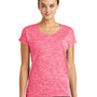 Sport-Tek Womens Electric Heather Moisture Wicking Short Sleeve Crewneck T-Shirt - Power Pink Electric