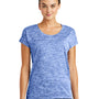 Sport-Tek Womens Electric Heather Moisture Wicking Short Sleeve Crewneck T-Shirt - True Royal Blue Electric
