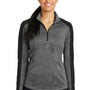 Sport-Tek Womens Electric Heather Moisture Wicking 1/4 Zip Sweatshirt - Grey Black Electric/Black