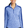 Sport-Tek Womens Electric Heather Moisture Wicking 1/4 Zip Sweatshirt - True Royal Blue Electric/True Royal Blue