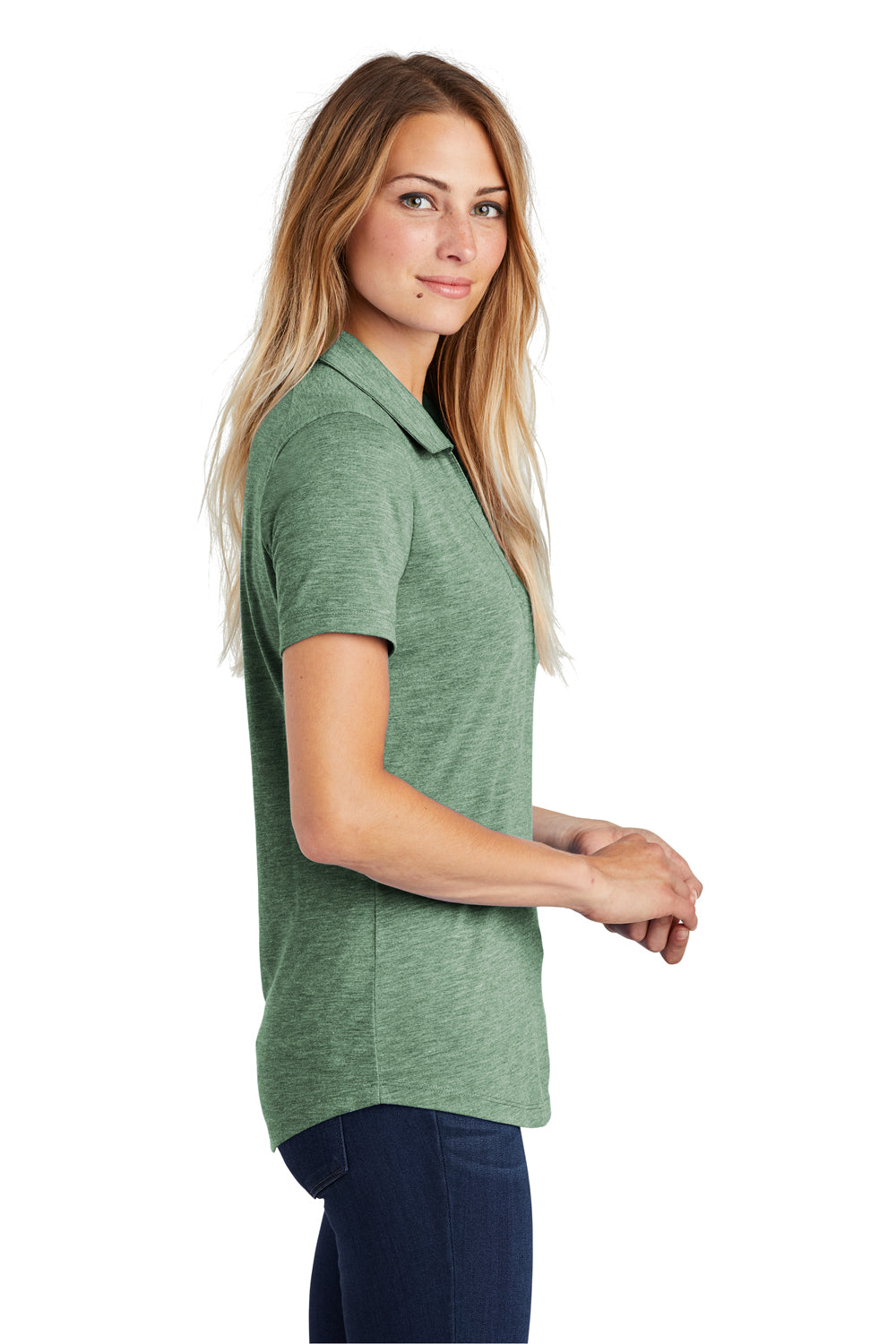Sport-Tek LST405 Womens Moisture Wicking Short Sleeve Polo Shirt Forest Green Side