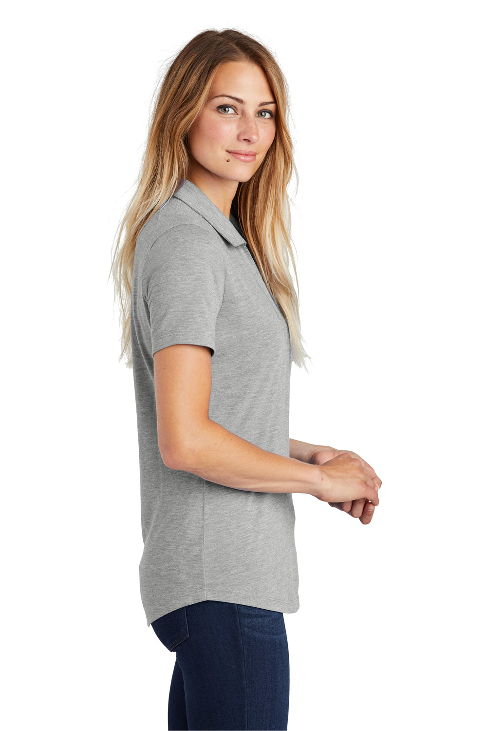 Sport-Tek LST405 Womens Moisture Wicking Short Sleeve Polo Shirt Light Grey Side